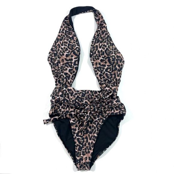 Vici Collection Ulani Leopard Criss Cross One Piece Swimsuit - Picture 2 of 6